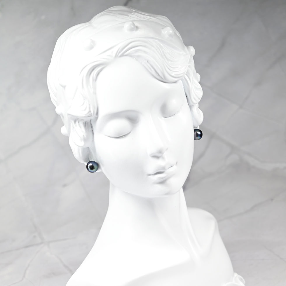 Thumbnail: Black Freshwater Pearl Stud Earrings 9.5 mm or 7 mm