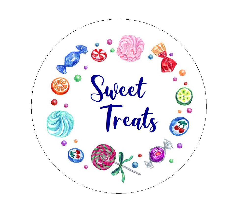 Circular Sweet Treats stickers self-adhesive confectionary labels