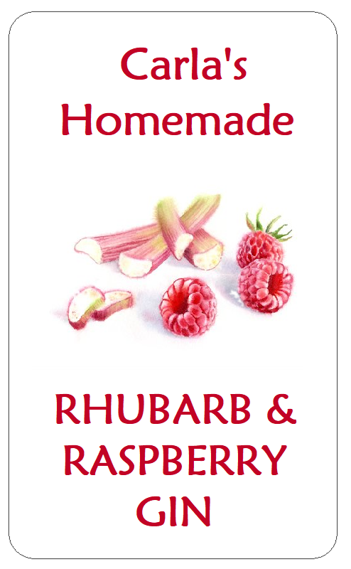 Homemade Rhubarb and Raspberry Gin Bottle Labels Homebrew Stickers