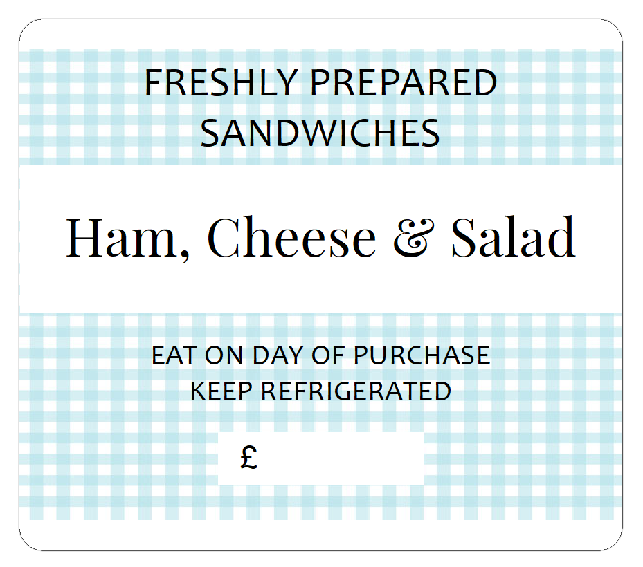 12 x FOOD LABELS Sandwiches