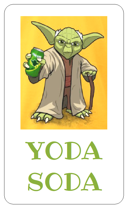 Star Wars Yoda Soda Fun Drink Bottle Stickers