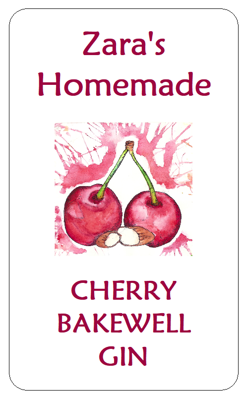 Homemade Cherry Bakewell Gin Bottle Labels Homebrew Drinks Stickers