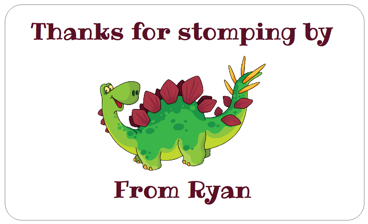 Dinosaur Themed Birthday Party Labels for Gift Bag, Treat Box, Sweet Cone Stickers