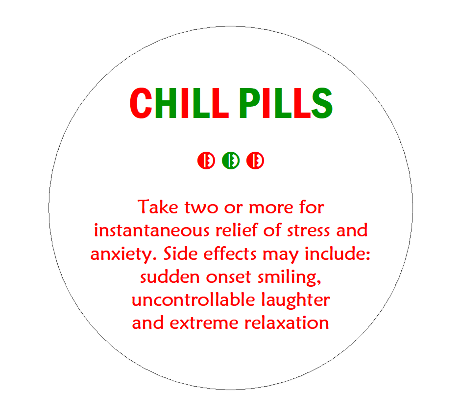 Circular Chill Pills Poem Stickers Self Adhesive Novelty Labels