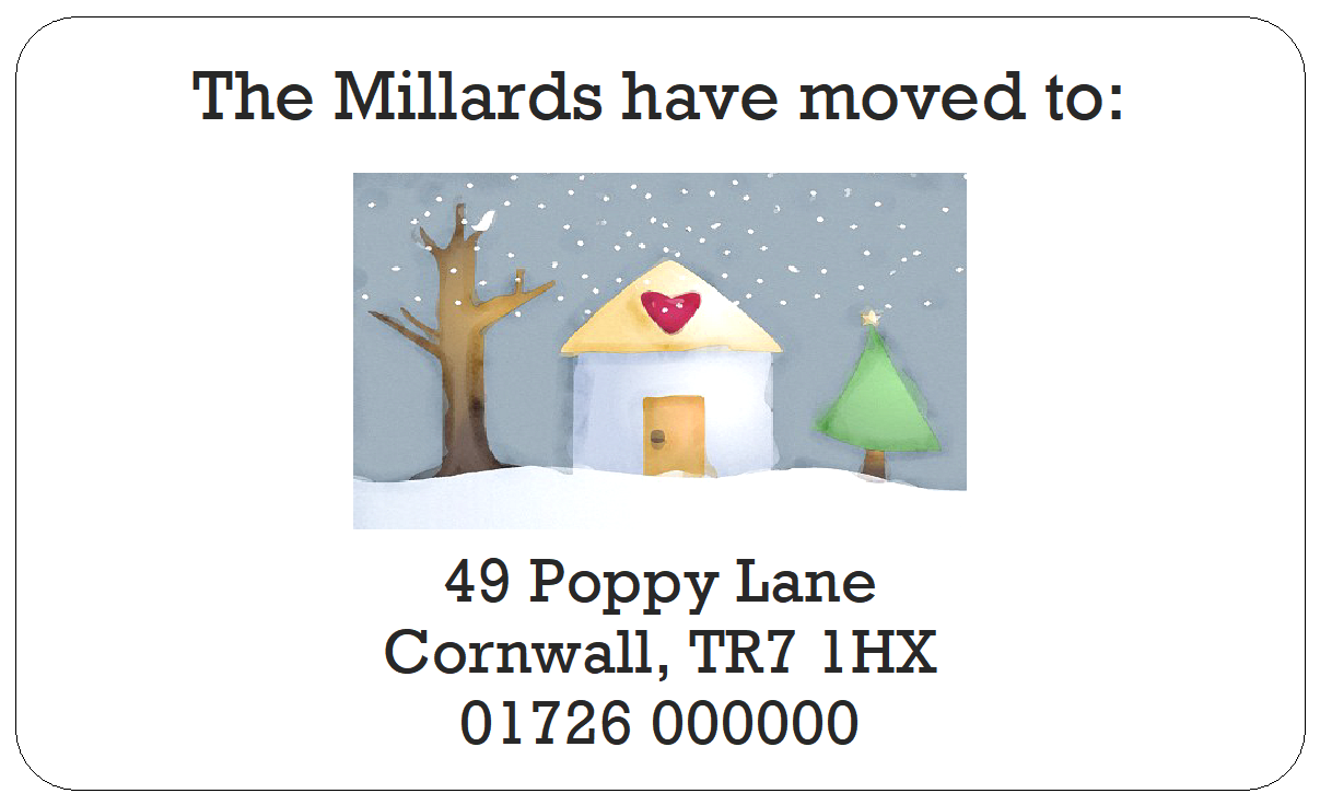 Christmas Theme New Home Address Labels, We have Moved Xmas Stickers