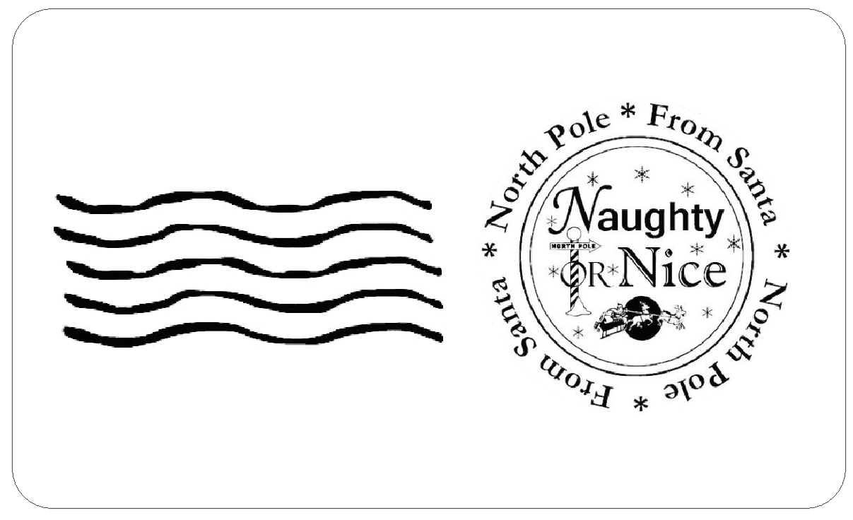 Naughty or Nice Post stamp North Pole Postmark Labels