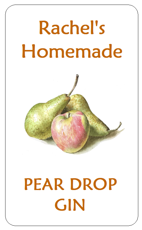 Homemade Pear Drop Gin Bottle Labels Homebrew Drinks Stickers