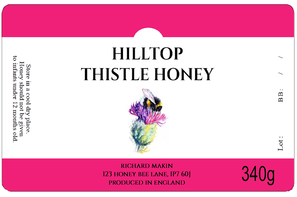 Customised Thistle Honey Jar Labels legislation