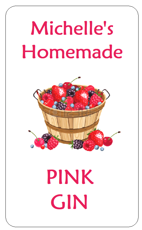 Homemade Pink Gin Bottle Labels Homebrew Drinks stickers