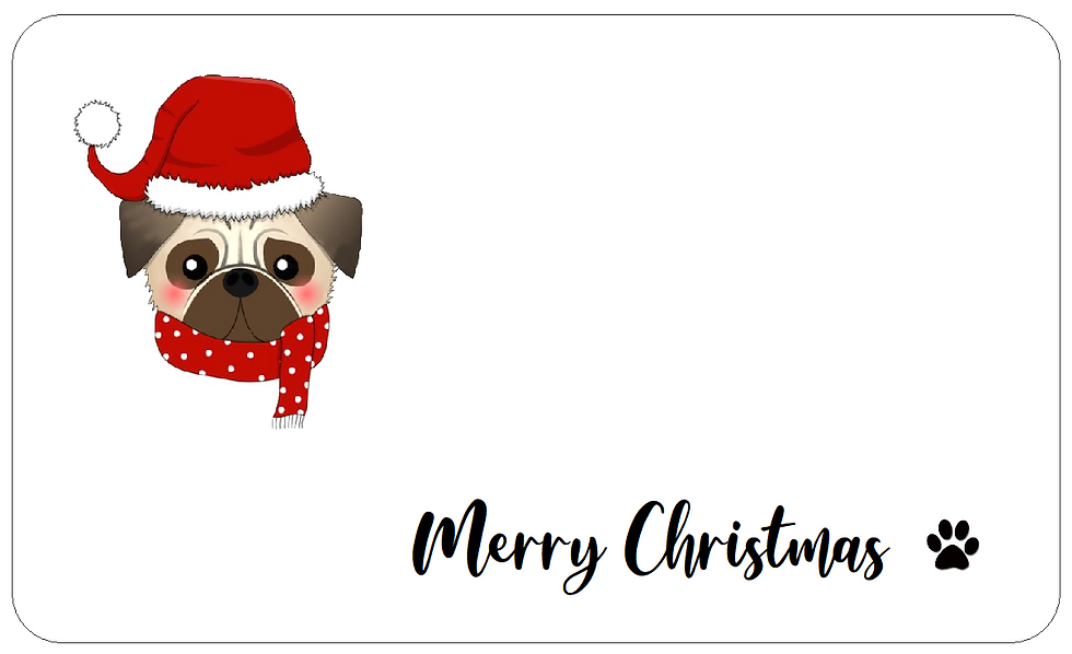 CUTE CHRISTMAS PUG IN HAT LABELS MERRY XMAS GIFT PACKAGING STICKERS