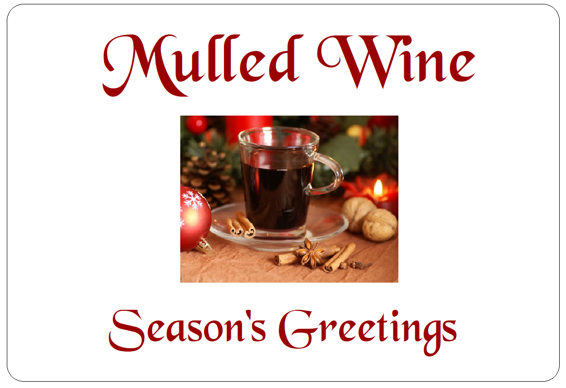 Mulled Wine Bottle Labels self adhesive christmas homebrew drinks stickers