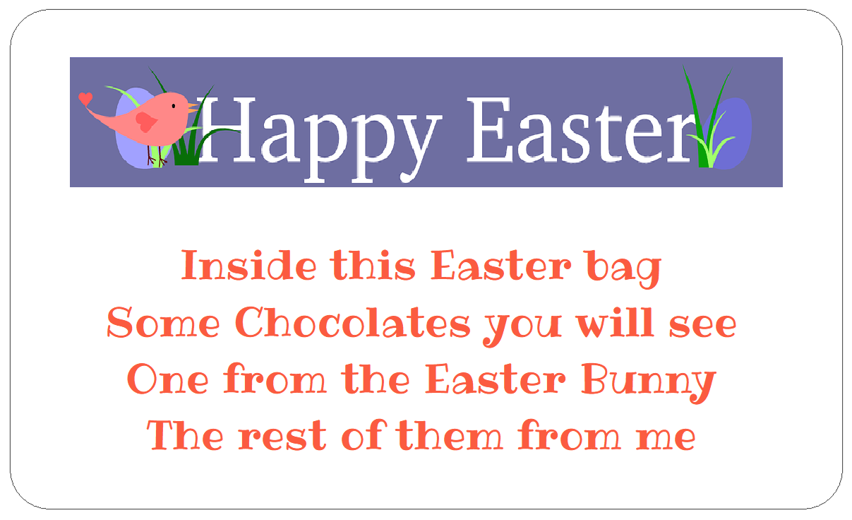 Happy Easter Bag Topper Labels | Novelty Easter Poem Stickers
