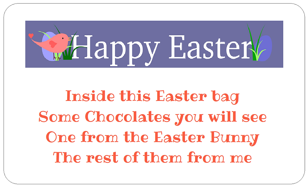 Happy Easter Bag Topper Labels | Novelty Easter Poem Stickers