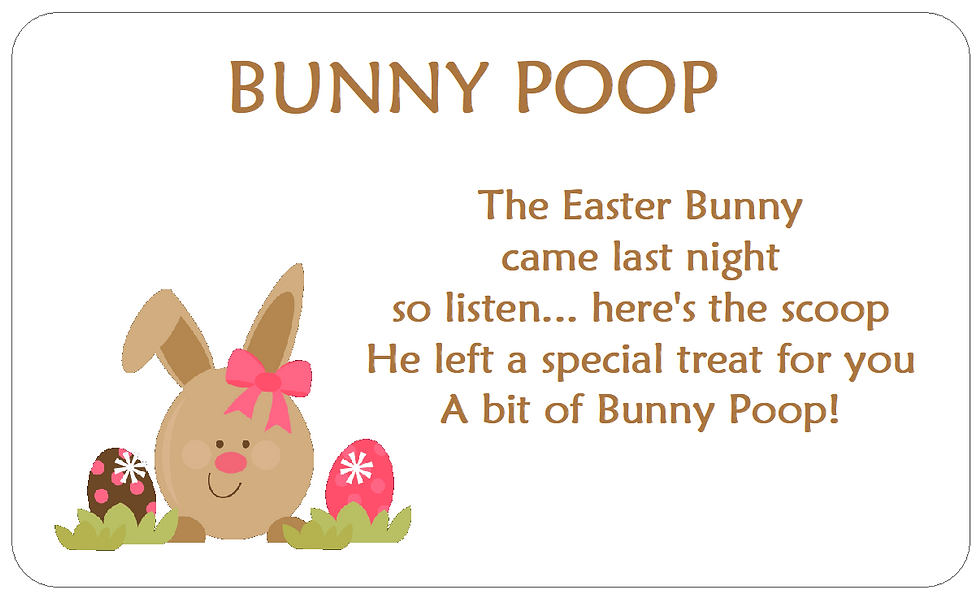 Bunny Poop Poem Labels for Easter Gift bags