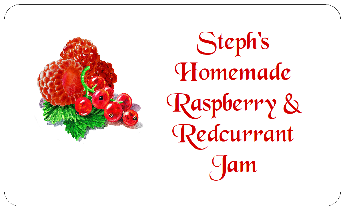 Homemade Raspberry and Redcurrant Jam Jar Stickers Personalised Preserves Labels