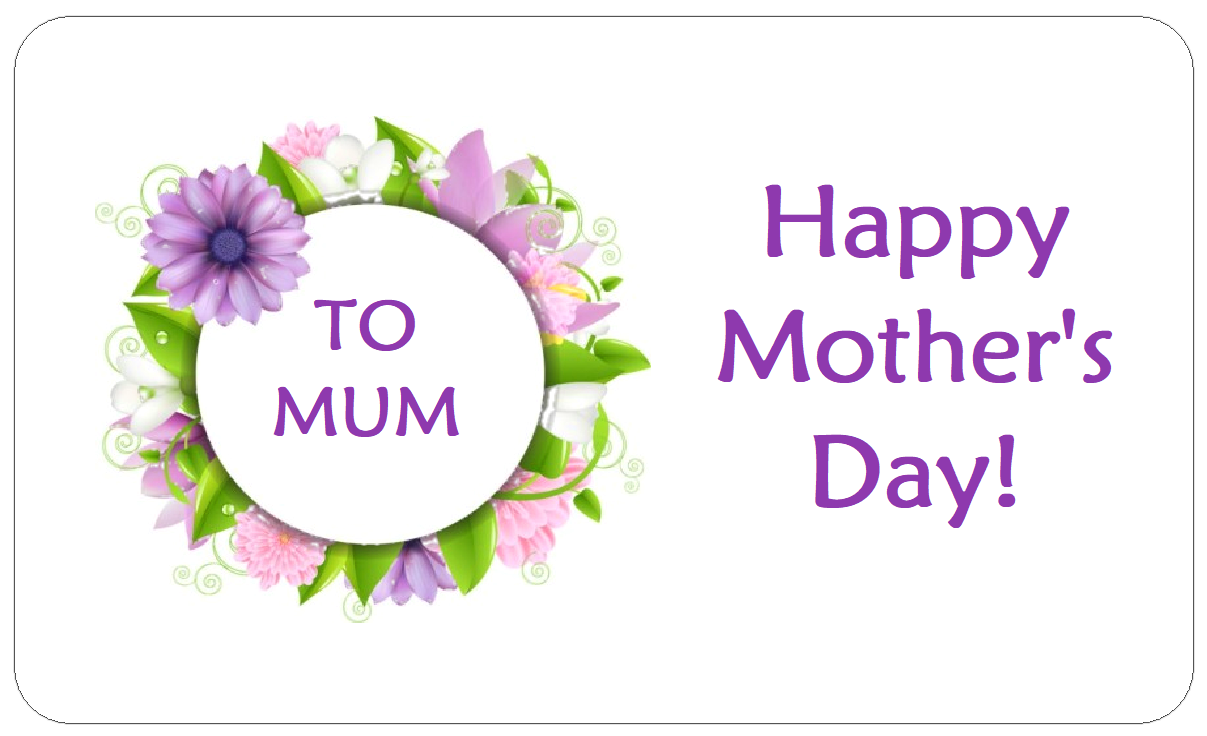 Mother's Day Best Stickers Rectangular Floral Wreath Gift Labels