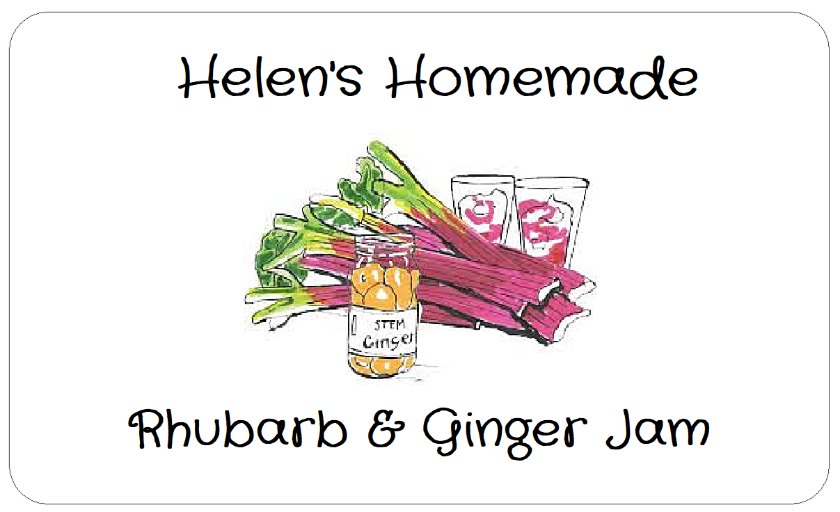 Watercolour Rhubarb and Jar of Stem Ginger