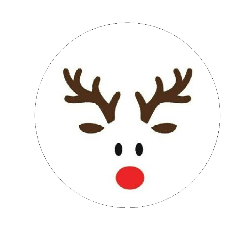 Small Circular Reindeer Face Stickers Rudolph Labels