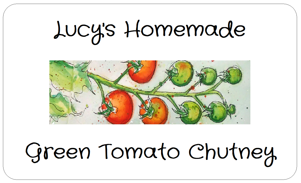 Homemade Green Tomato Chutney Labels, Jar Stickers for Handmade Preserves