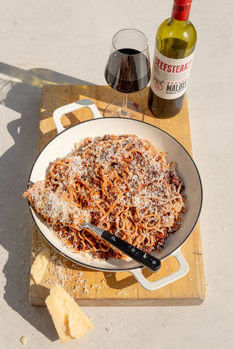 Italian Sausage Ragu with Beefsteak Club Wine
