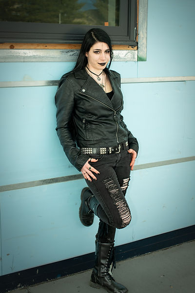 Adriane's Goth pose on a cold Connecticut day