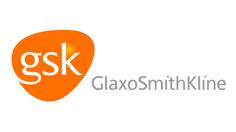 Orange freeform shape with GSK letters text reads GlaxoSmithKline