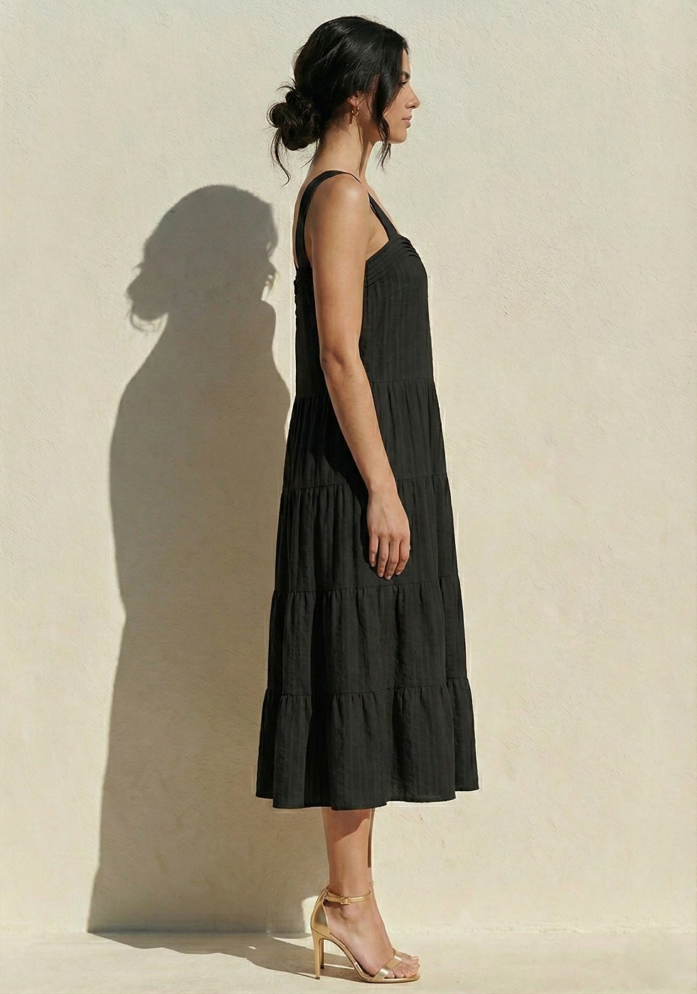 Thumbnail: Daisy Midi Linen Dress Black