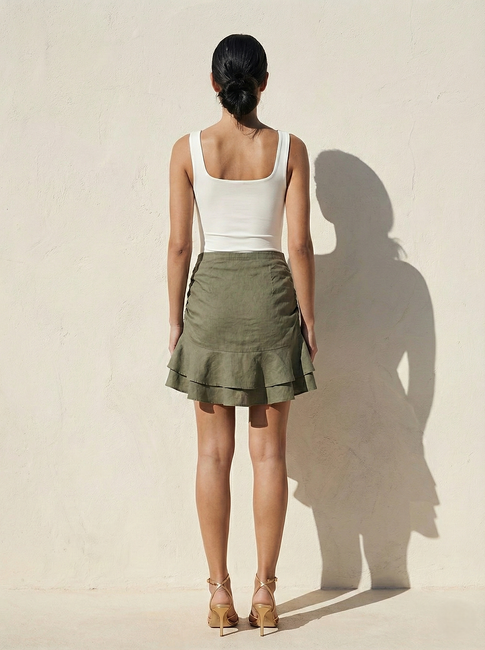 Thumbnail: Sylvie Linen Skirt Khaki