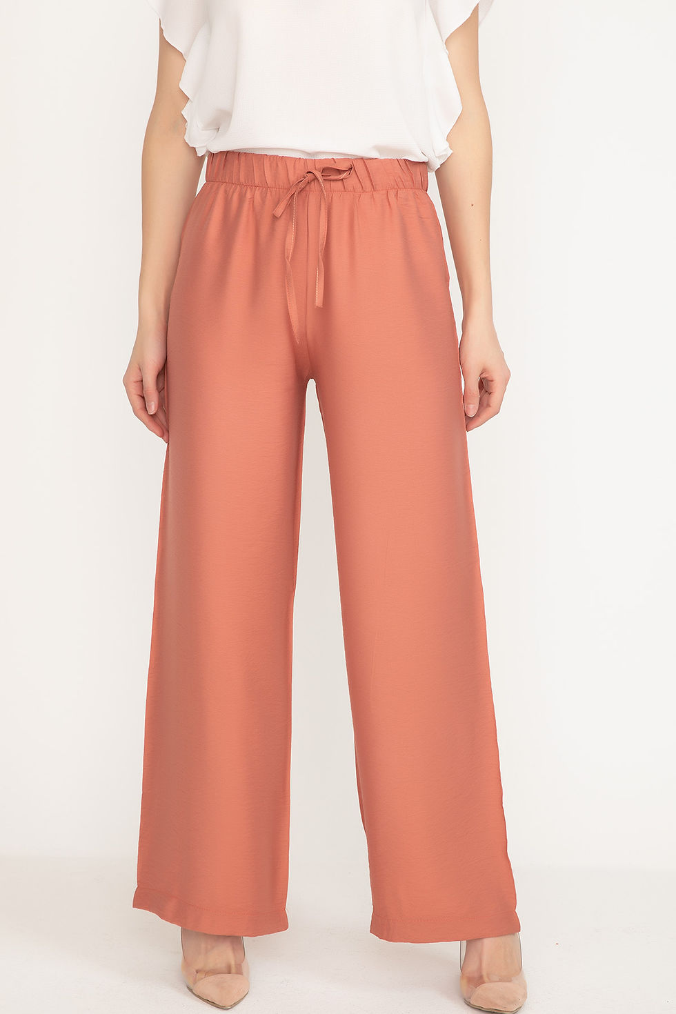 Thumbnail: Wide Waist Trousers with Elastic Waist