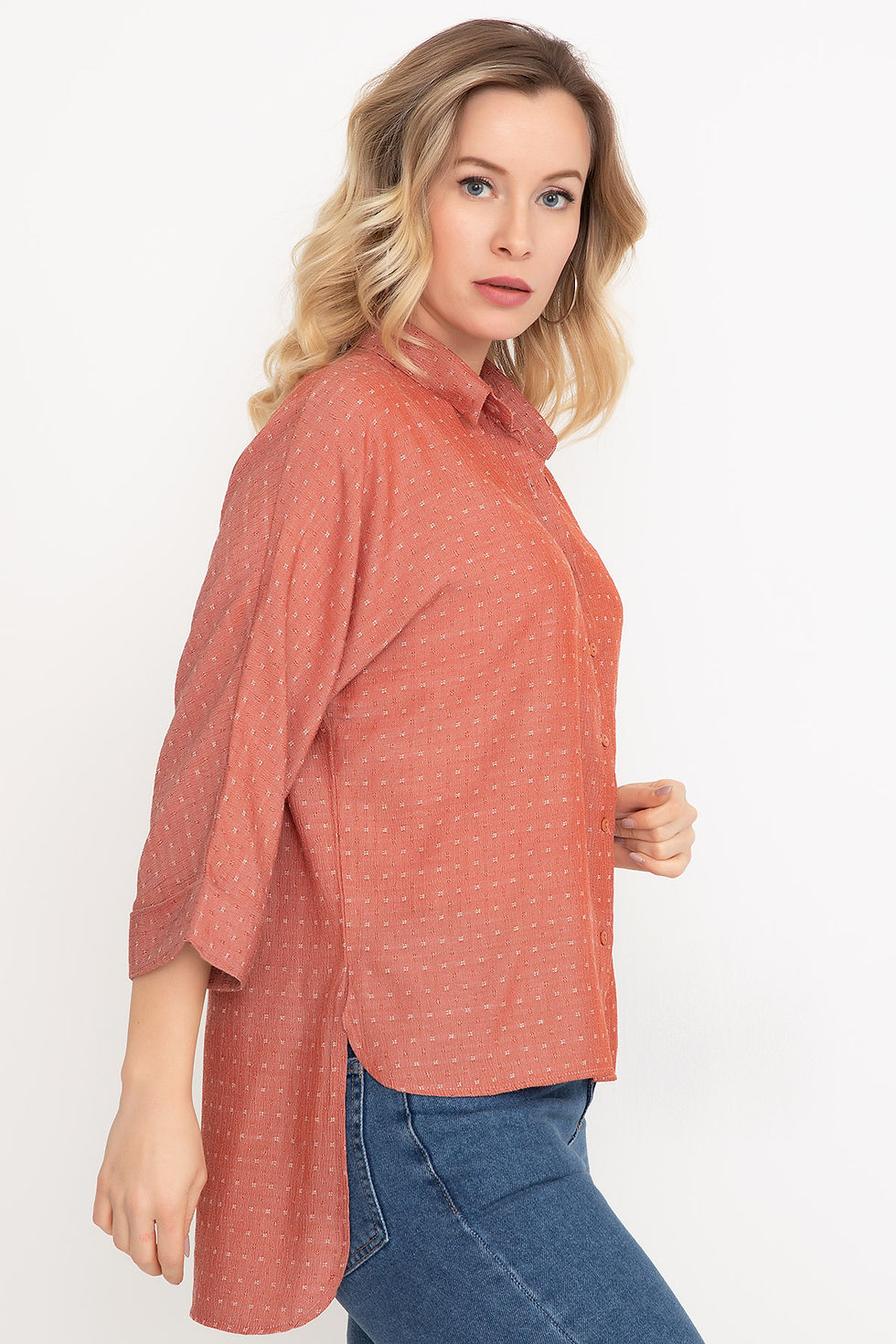 Thumbnail: Patterned Capri Sleeve Shirt