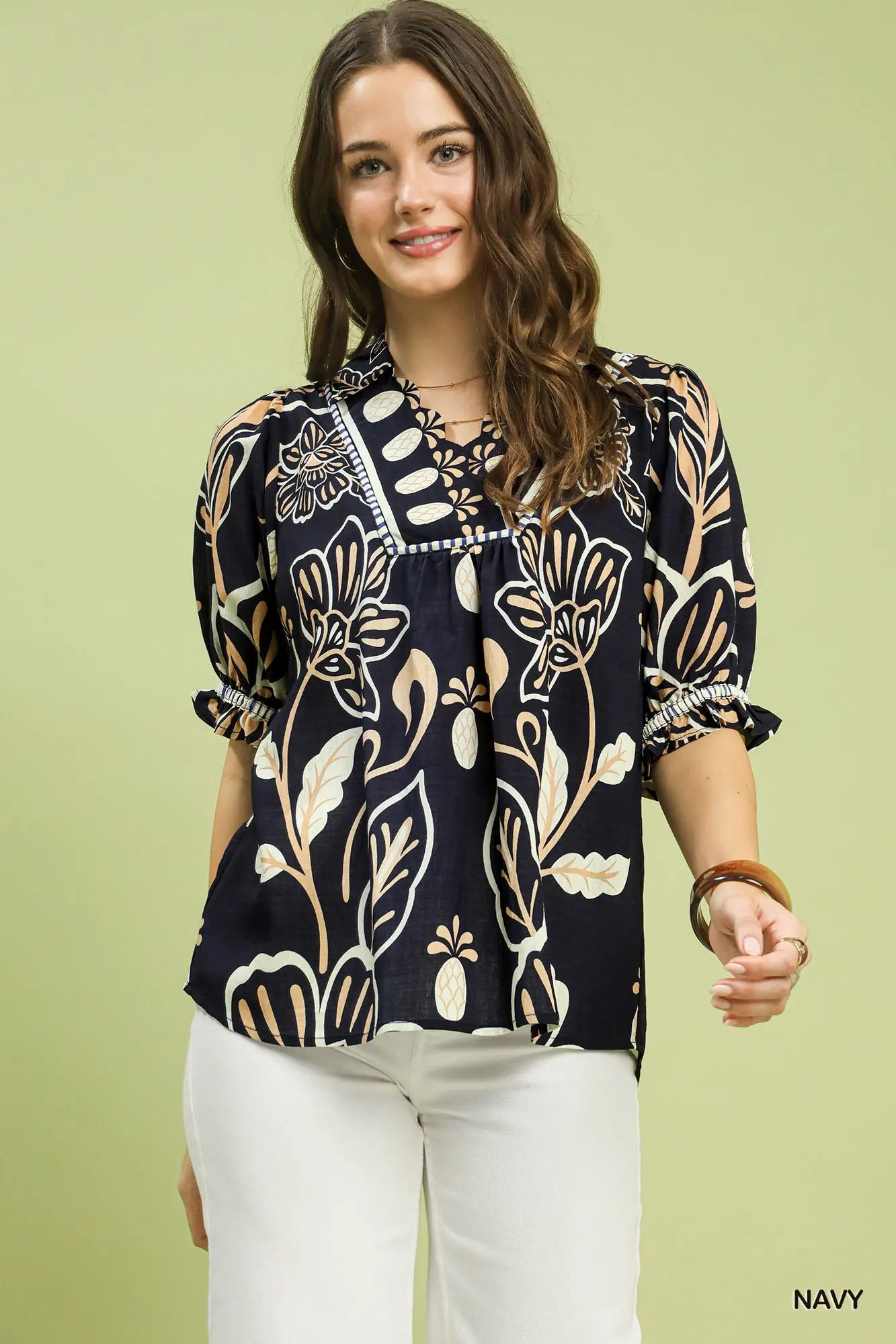 The Navy Floral Top