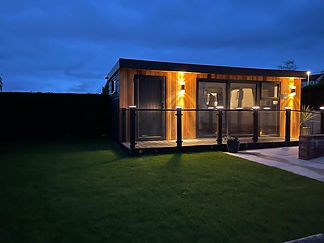 Garden room at dusk