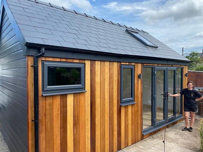cabin with slate roof