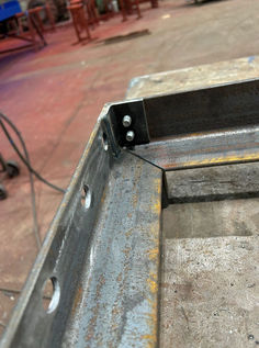 Corner of welded frame