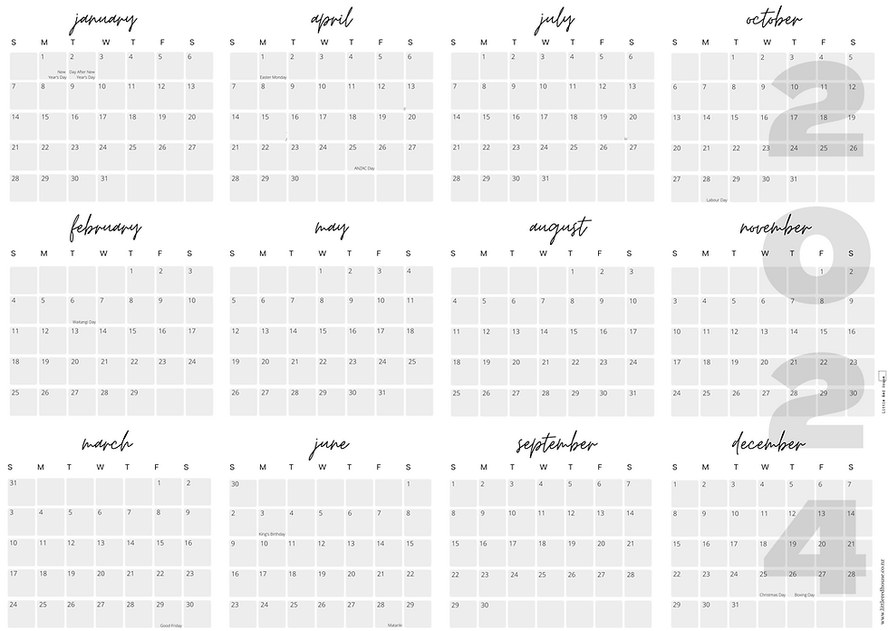 2024 Wall Planner PDF Little Red House