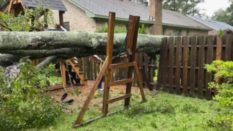 Hurricane damaged fence