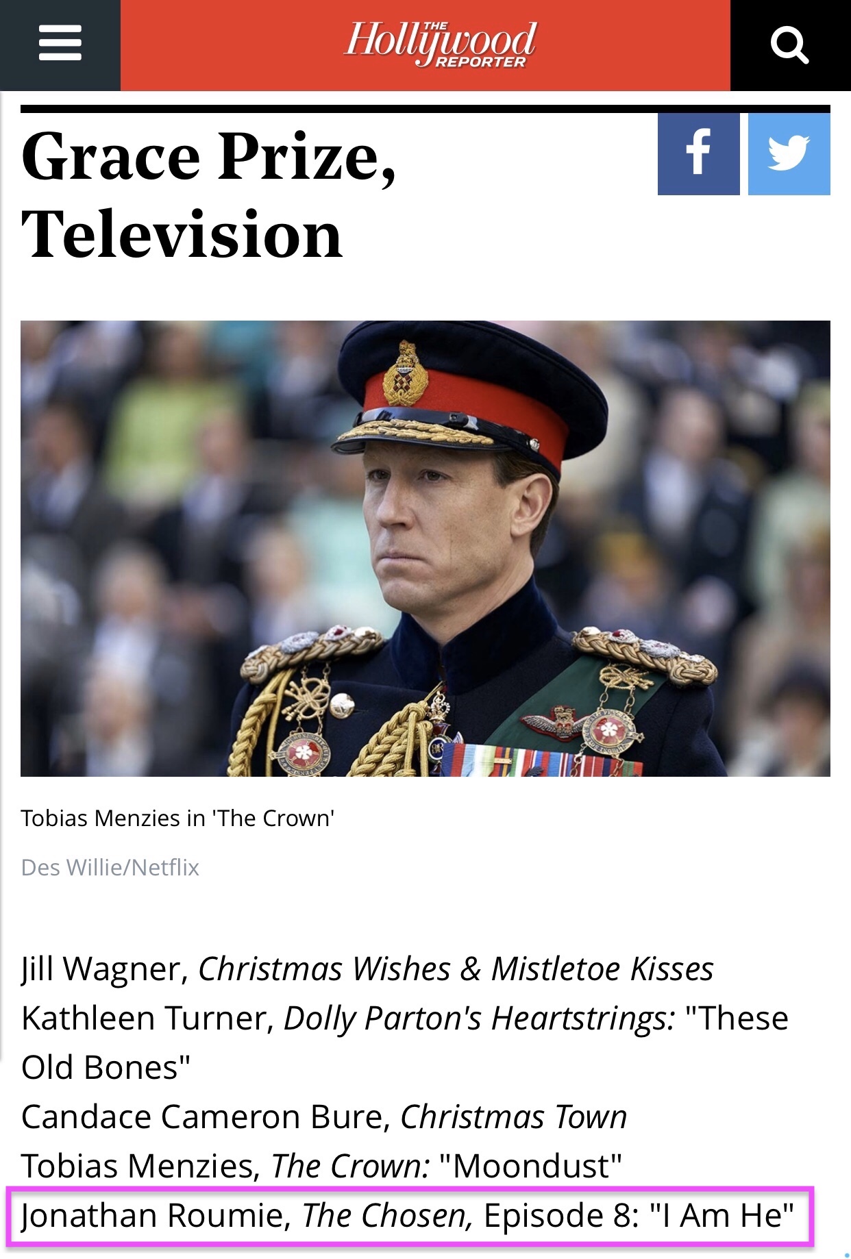 Hollywood Reporter Mention