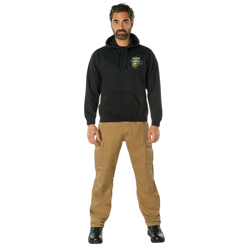 Thumbnail: Black Ink U.S.M.C. Bulldog Hooded Pullover Sweatshirt