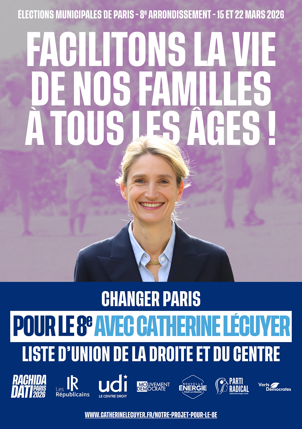 Recto de notre tract "Facilitons la vie de nos familles à tous les âges !".