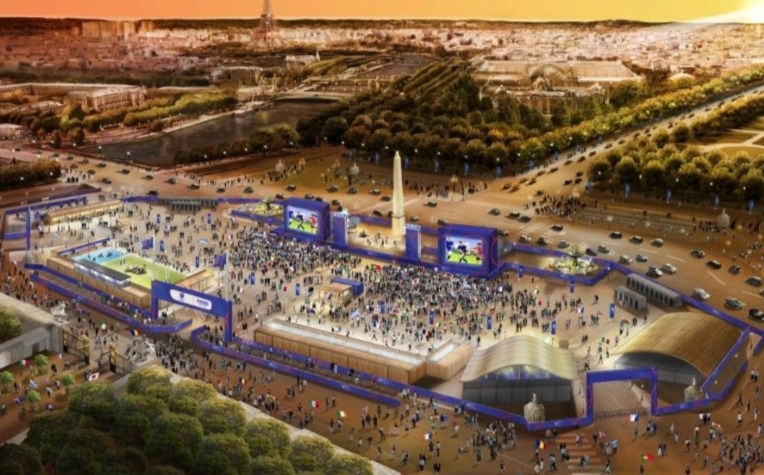 Vue d'artiste du "Village rugby" (source : Comité d'animation du CDQ Elysée-Madeleine, 24 mai 2023).