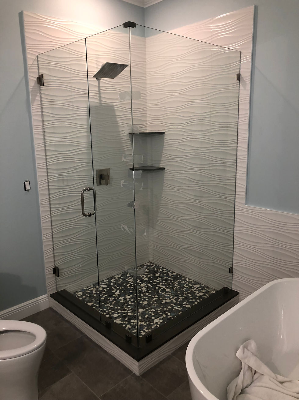 Frameless 90 Degree Unit With Glass Clamps