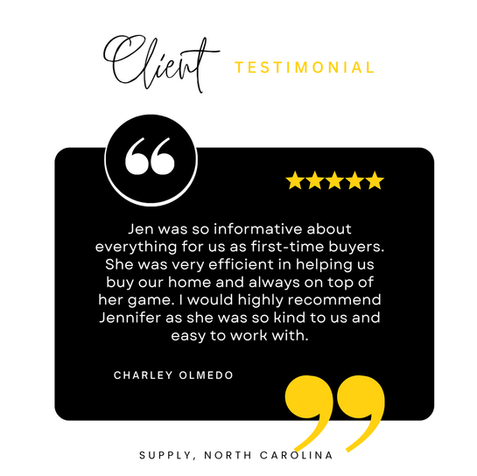 5 star review for realtor Jen Anderson, helping first-time home buyers purchase a home