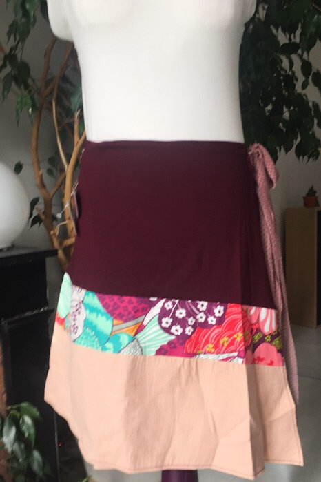 Jupe Portefeuille Aubergine & Rose Poudré