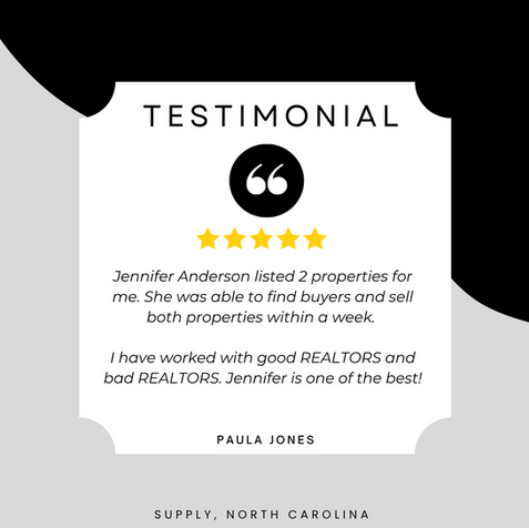 5 star review from Brunswick County, NC home seller