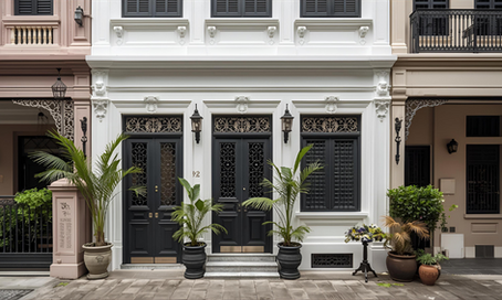 Illustration of restored façade PropNex Shophouse Elites