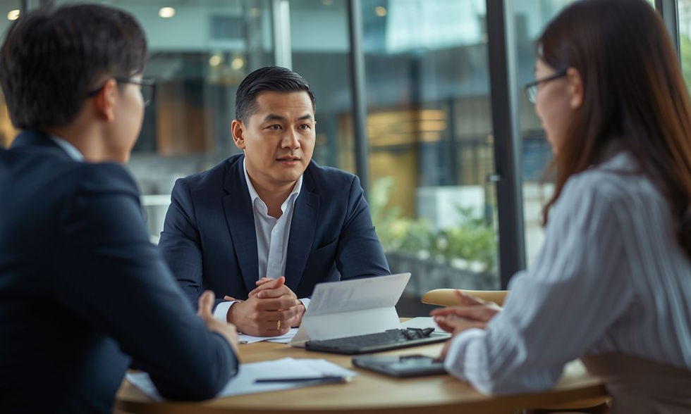 Illustration of an agent speaking with potential tenants