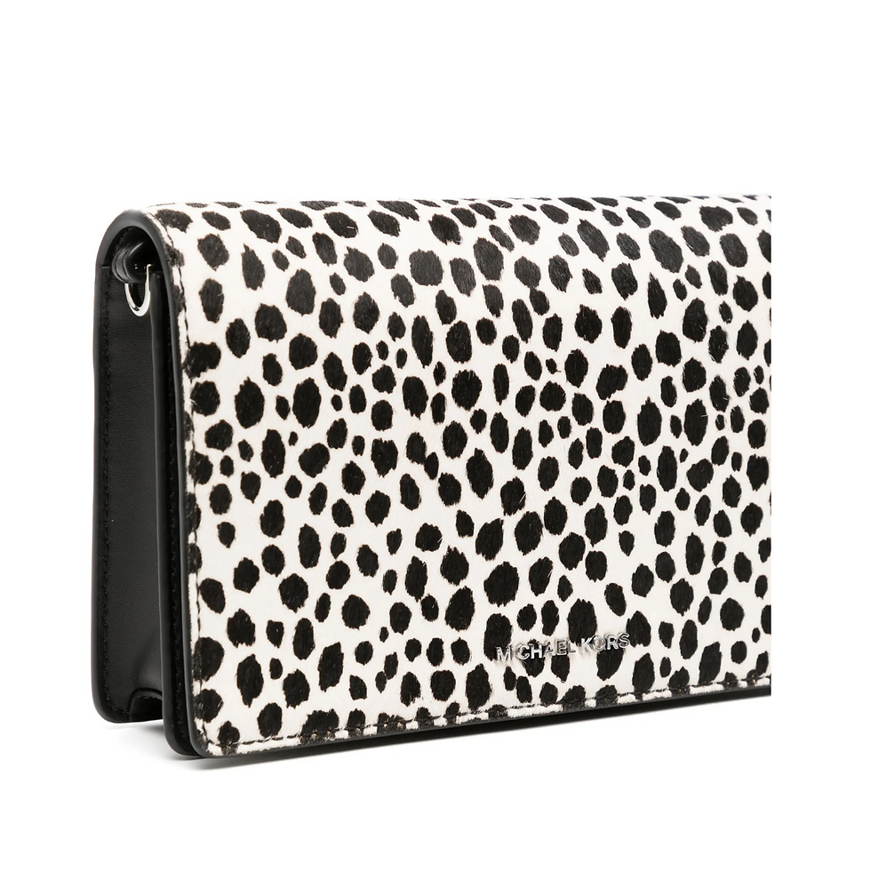 Miniatura: Bandolera Michel Kors Jet Set B Blanco Con Negro Pelo De Becerro Con Estampado D