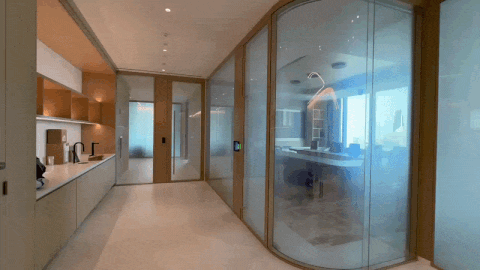 Curved Glass, Flat Walls, and Doors made with LC Privacy Film