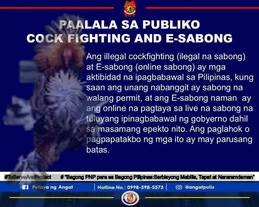 Angat PNP, Nagpaalala sa Pagbabawal ng Sabong at E-Sabong