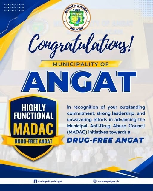 Bayan ng Angat, Pinarangalan bilang 'Highly Functional Municipal Anti-Drug Abuse Council'